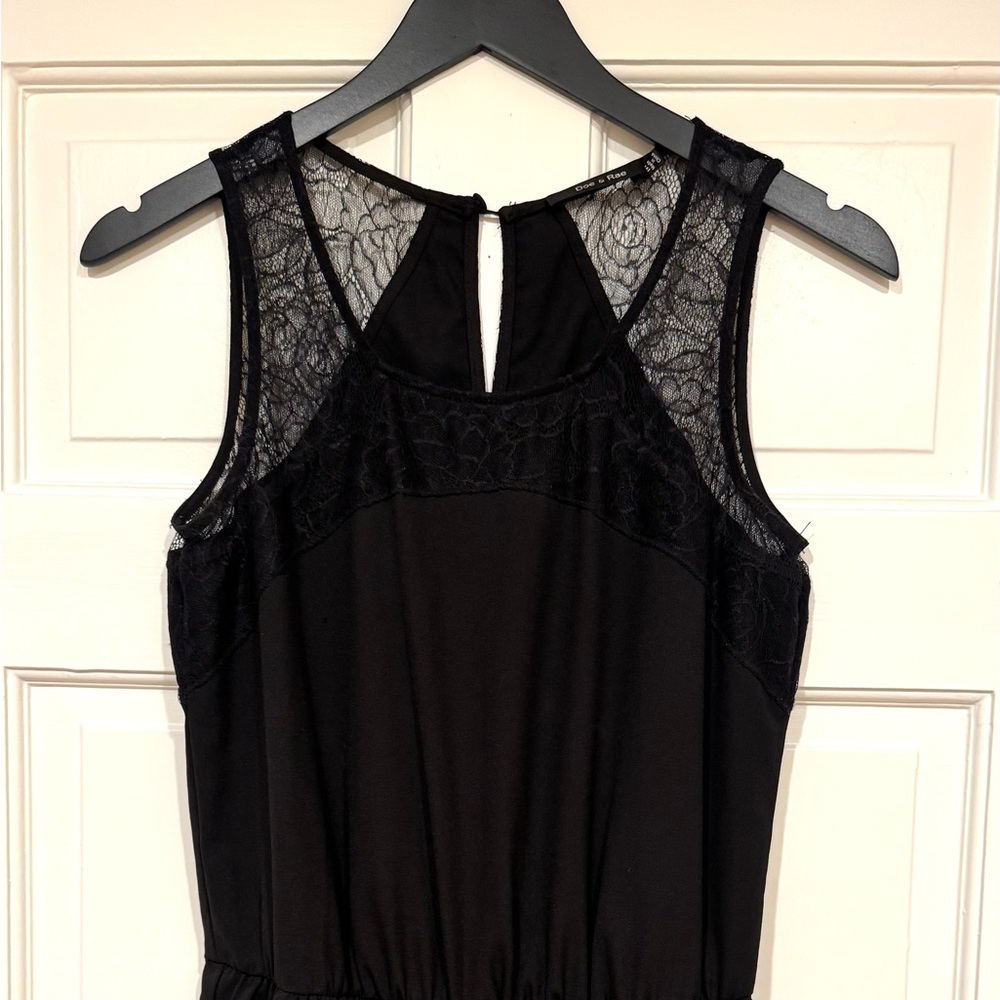 Doe & Rae Black Sleeveless Lace Romper